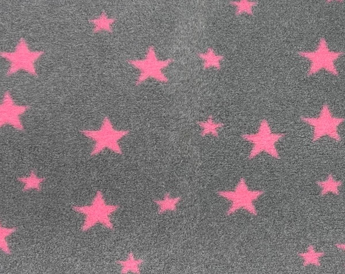 Vetbed lysegrå - rosa stjerner